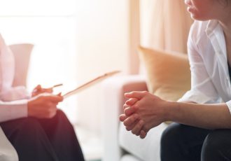 Healthcare concept of professional psychologist doctor consult in psychotherapy session or counsel diagnosis health.